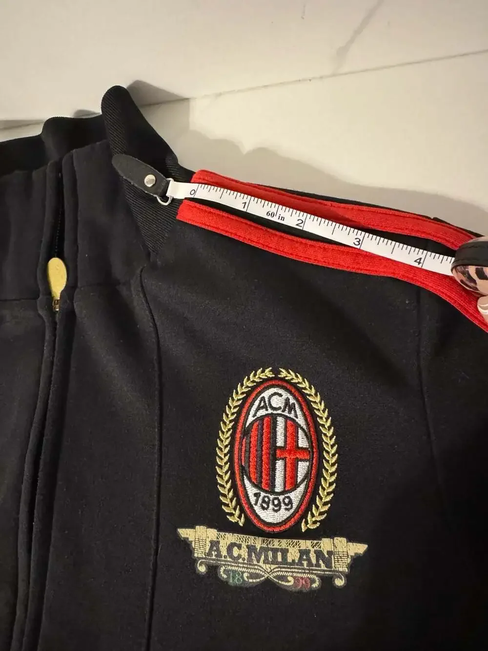 Adidas AC Milan Track Jacket Black Red Stripe Soccer Size Small